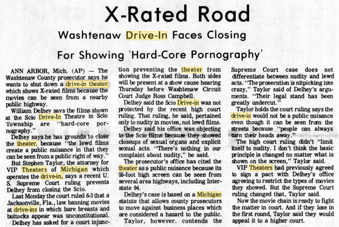 Scio Drive-In Theatre - July 2 1975 Porn Problem (newer photo)